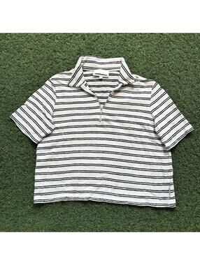 Armedangels Striped Terry Zip Polo Shirt Size XS Minimal Organic Relaxe Preppy